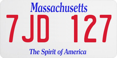 MA license plate 7JD127