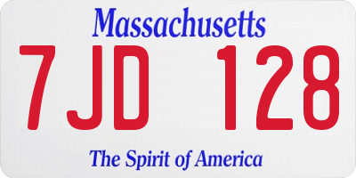 MA license plate 7JD128
