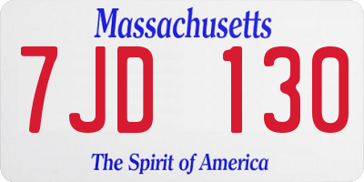 MA license plate 7JD130