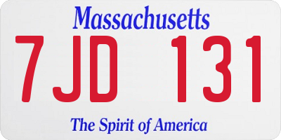 MA license plate 7JD131