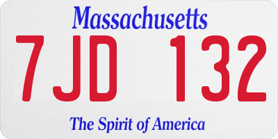 MA license plate 7JD132