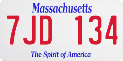 MA license plate 7JD134