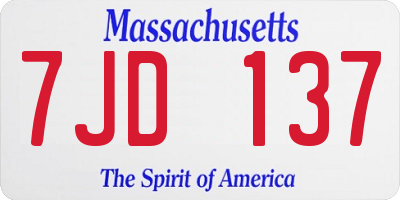 MA license plate 7JD137