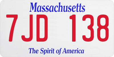 MA license plate 7JD138