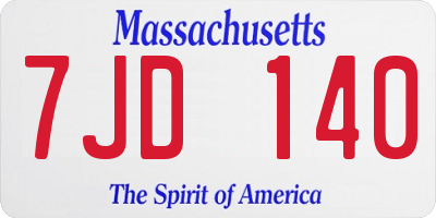 MA license plate 7JD140