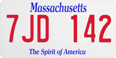 MA license plate 7JD142