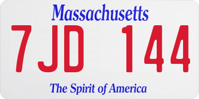 MA license plate 7JD144