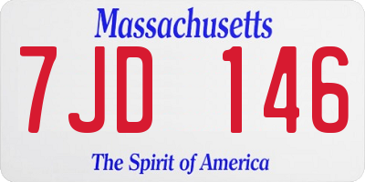 MA license plate 7JD146