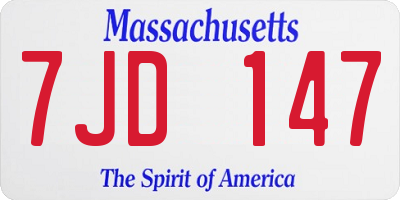 MA license plate 7JD147