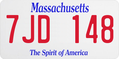 MA license plate 7JD148