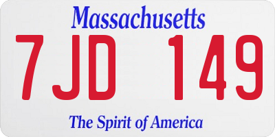 MA license plate 7JD149