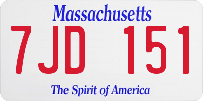MA license plate 7JD151