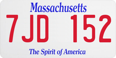 MA license plate 7JD152