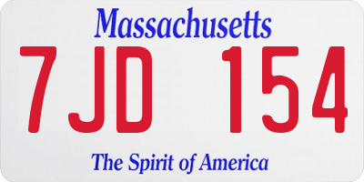 MA license plate 7JD154