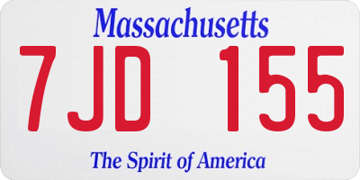MA license plate 7JD155