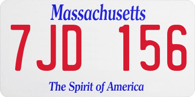 MA license plate 7JD156