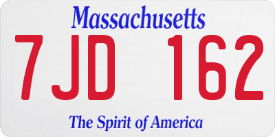 MA license plate 7JD162