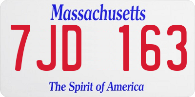MA license plate 7JD163
