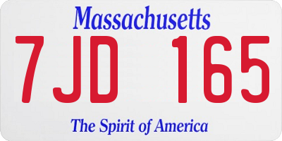 MA license plate 7JD165