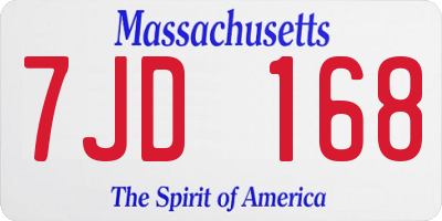 MA license plate 7JD168