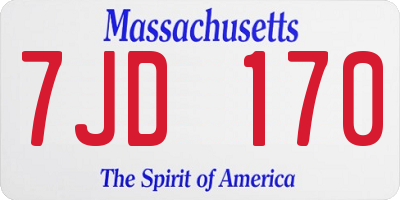 MA license plate 7JD170