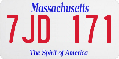 MA license plate 7JD171
