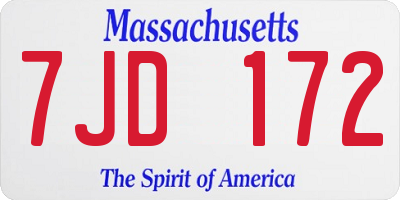 MA license plate 7JD172