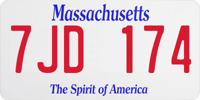 MA license plate 7JD174