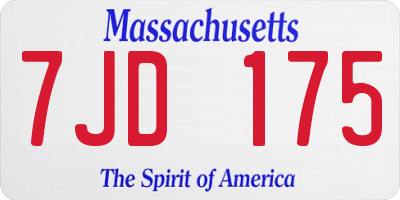 MA license plate 7JD175