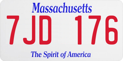 MA license plate 7JD176