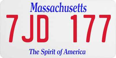 MA license plate 7JD177