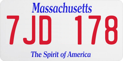 MA license plate 7JD178