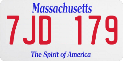 MA license plate 7JD179