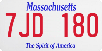 MA license plate 7JD180