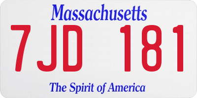 MA license plate 7JD181