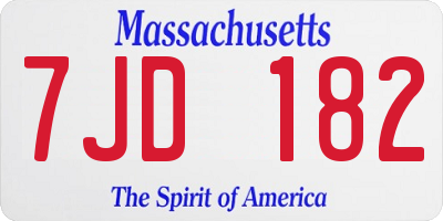 MA license plate 7JD182