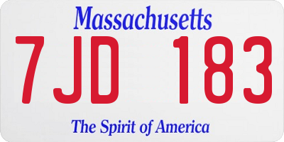 MA license plate 7JD183