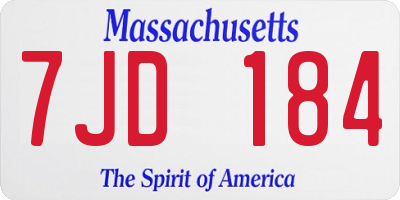 MA license plate 7JD184