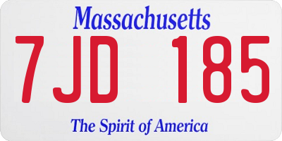 MA license plate 7JD185