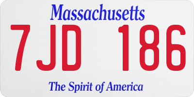 MA license plate 7JD186