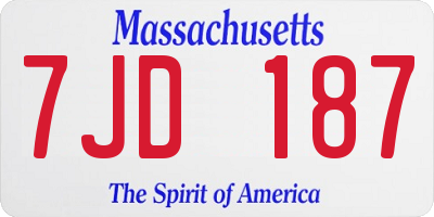 MA license plate 7JD187
