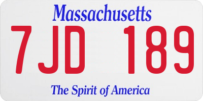 MA license plate 7JD189