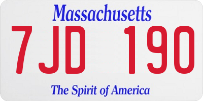 MA license plate 7JD190