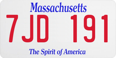 MA license plate 7JD191