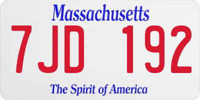 MA license plate 7JD192