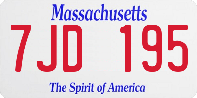 MA license plate 7JD195