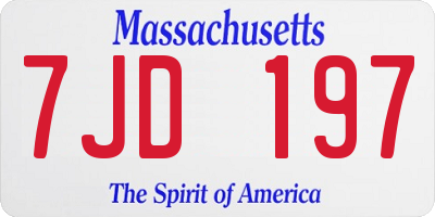 MA license plate 7JD197