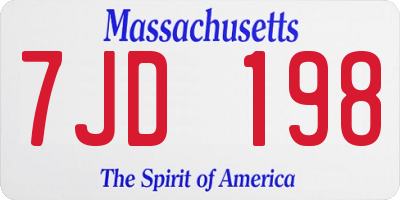 MA license plate 7JD198