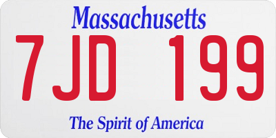 MA license plate 7JD199