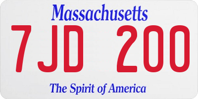 MA license plate 7JD200